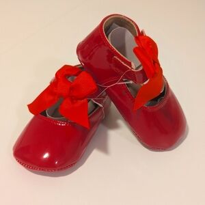 Red Mary Jane infant ballerina flats with bow size 6-12 months